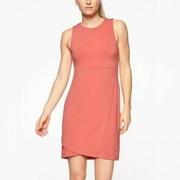 Athleta La Palma Womens Modal Stretch Dress Coral size Medium - Picture 1 of 7